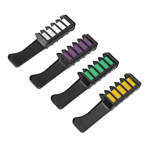 4pcs Safe Mild Hair Chalk Comb - Temporary Washable Hair Color for Parties & Events (Purple, Dark Fluorescent Green, Yellow, White) | Perfect for Friends Gatherings, Bar Parties & Festivals