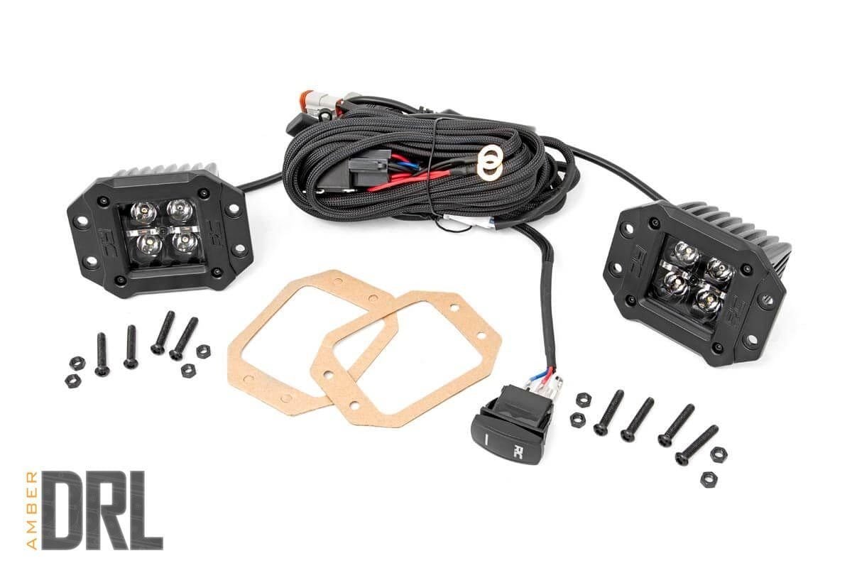 2 Inch Black Series LED Light Pods - Flush Mount Amber DRL (70803BLKDRLA) | Off-Road, Truck, Jeep, ATV Lighting Accessories | Waterproof & Durable for Outdoor Adventures