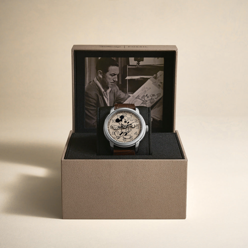Fossil LE1185 Sketchbook Mickey Heritage Automatic Watch - 100th Disney Anniversary Limited Edition - Perfect for Disney Fans, Collectors & Special Occasions