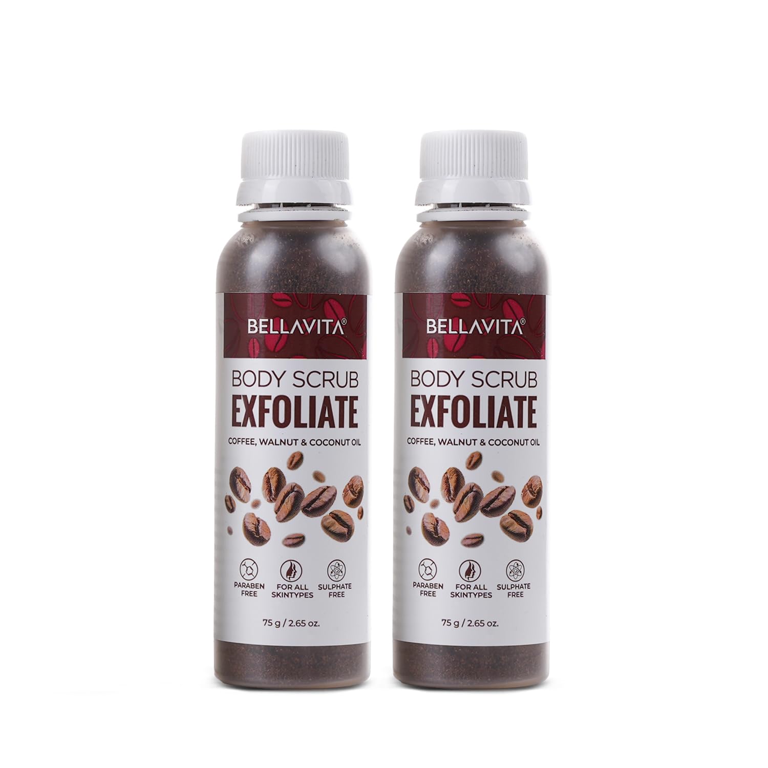 Organic Coffee Scrub for Face & Body - Exfoliating Blackhead Remover, Detan & Dirt Cleanser for Neck, Knees, Elbows & Arms - Ayurvedic Skincare Treatment - Pack of 2 (75g Each) - Perfect for Spa Day, Post-Workout Refresh & Glowing Skin Routine