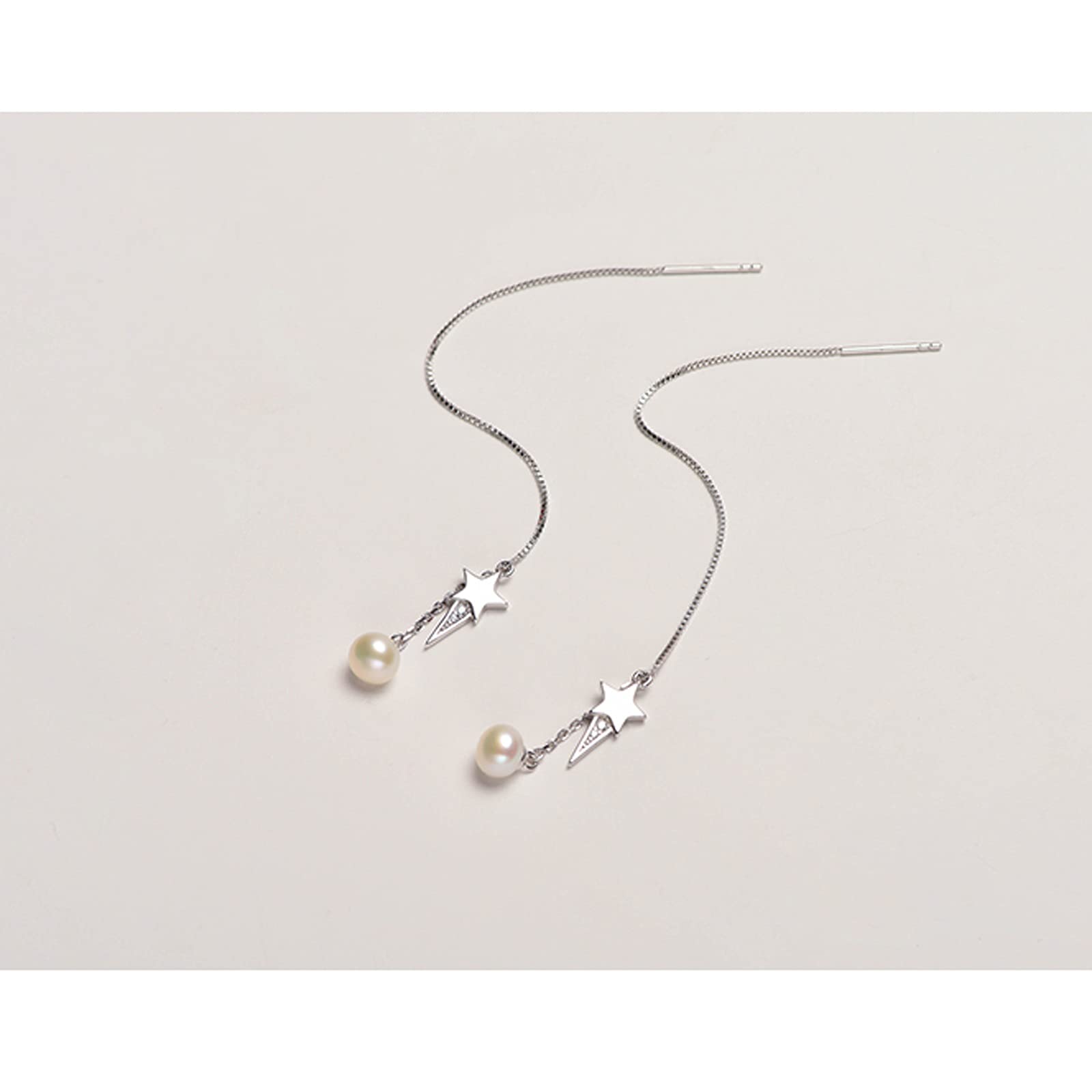 Pearl Drop Earrings for Women - 5-6mm Freshwater Pearl Dangle Earrings in S925 Sterling Silver, White Steamed Bun-Shaped Fashion Jewelry - Perfect for Weddings, Parties & Everyday Elegance