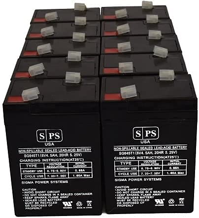 SPS Brand 6V 4.5Ah Replacement Battery for PK Electronics Blackout Buster Model 400 (RBC1) UPS - 10 Pack - Backup Power Supply for Home & Office Emergency Use During Power Outages