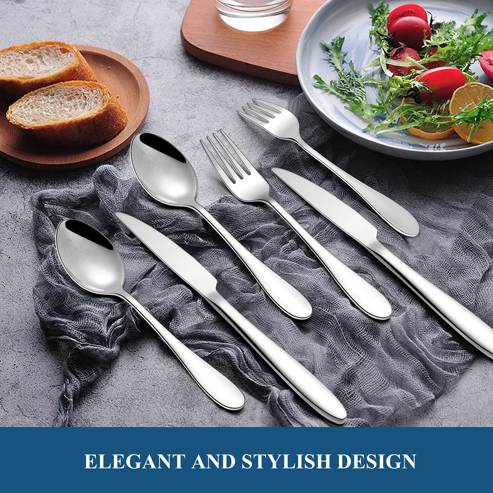 20-Piece Stainless Steel Silverware Set - Mirror Polished Flatware Service for 4 - Dishwasher Safe Cutlery Set for Home, Kitchen, Hotel & Restaurant - Perfect for Dinner Parties, Daily Use & Formal Dining
