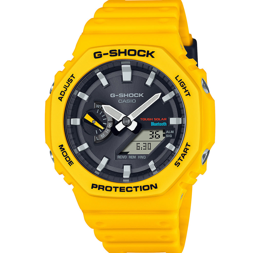 G Shock GAB2100C-9A Yellow Bluetooth Solar Watch - Durable Digital Sports Watch for Men with Shock Resistance & Solar Power - Perfect for Outdoor Adventures, Workouts, and Everyday Wear