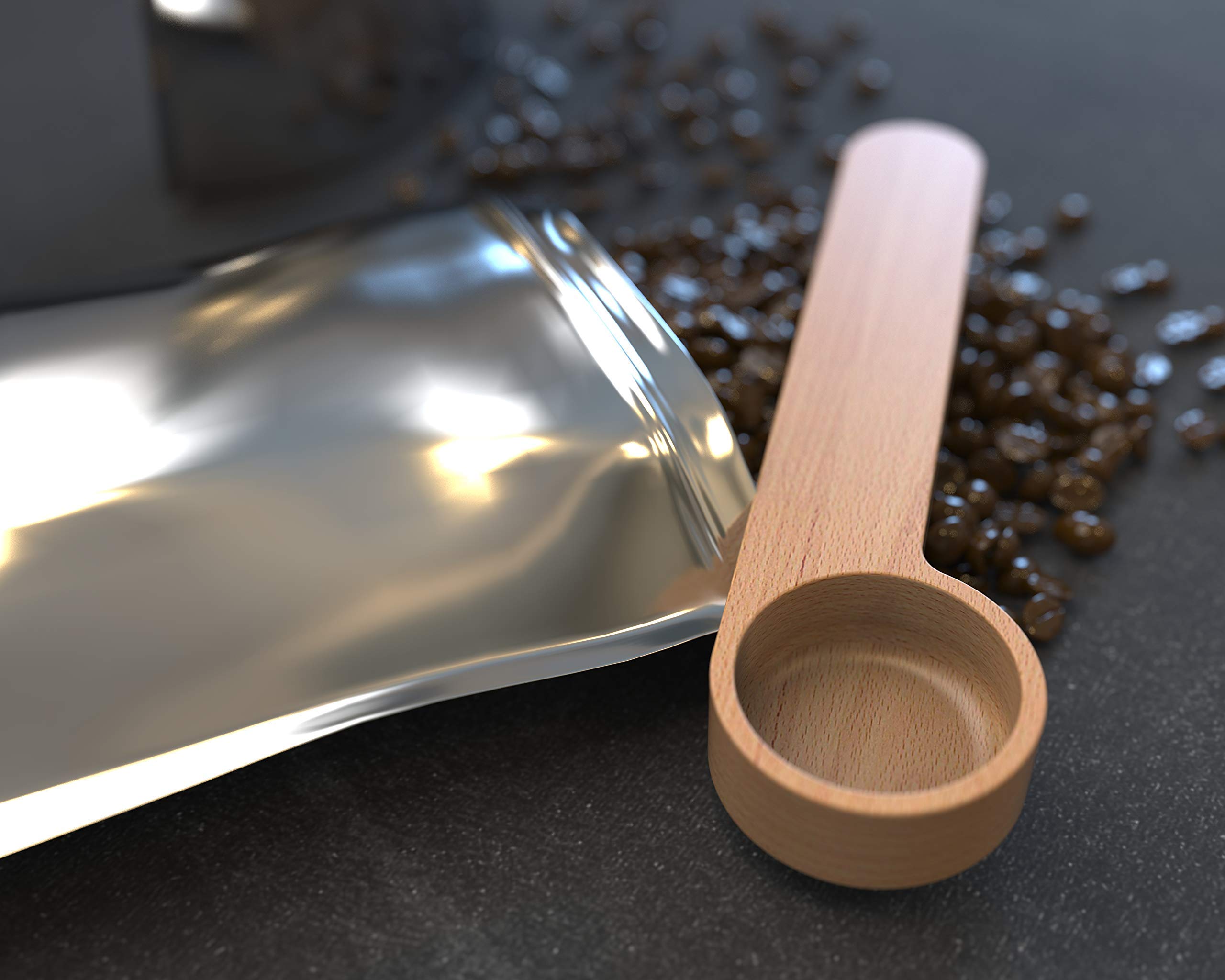 Personalized Wooden Coffee Scoop - Custom Engraved Coffee Measuring Spoon & Bag Clip - Perfect Kitchen Tool for Coffee Lovers - Ideal Gift for Home Baristas & Coffee Enthusiasts - Great for Measuring Coffee Grounds, Storing Beans & Brewing Perfect Cups