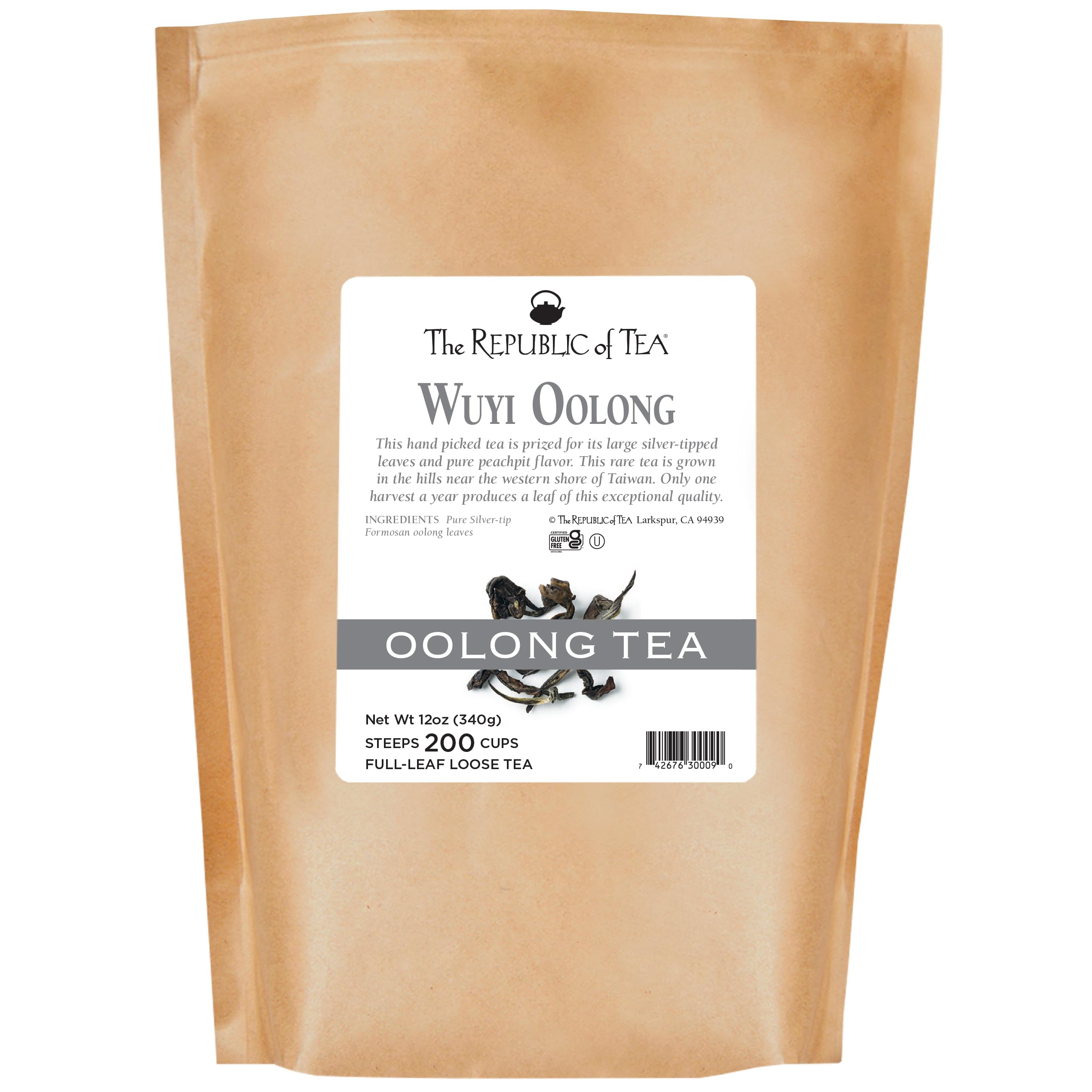 Organic Wuyi Oolong Full-Leaf Black Tea by The Republic of Tea - 12oz (200 Cups) | Premium Loose Leaf Tea for Relaxation, Afternoon Tea & Gifting
