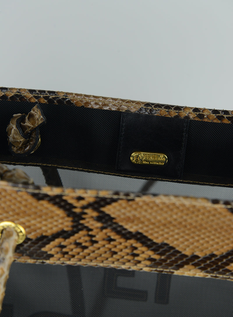 Fendi Python & Mesh Shopper Bag - Luxury Designer Handbag for Women, Perfect for Work, Travel & Everyday Use