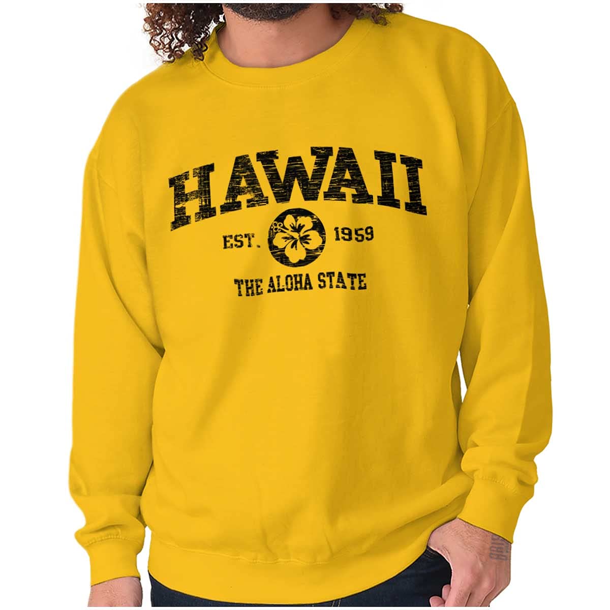 Hawaii Aloha State Island Hibiscus Sweatshirt for Men & Women - Casual Unisex Pullover with Tropical Floral Print for Beach Vacation & Summer Outfits