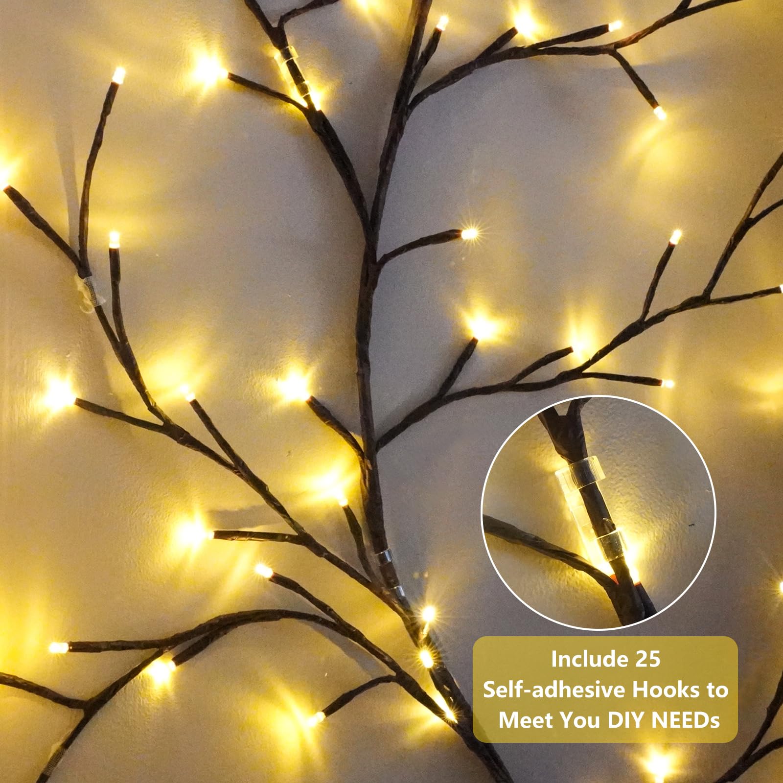 Enchanted Willow Vine Lights - 7.5Ft Flexible Fairy String Lights with Remote Control & 144 LEDs, Twinkle Tree Lighted Branches for Bedroom, Living Room, Wall Decor | Perfect for Weddings, Parties, and Cozy Home Ambiance (1 Pack)