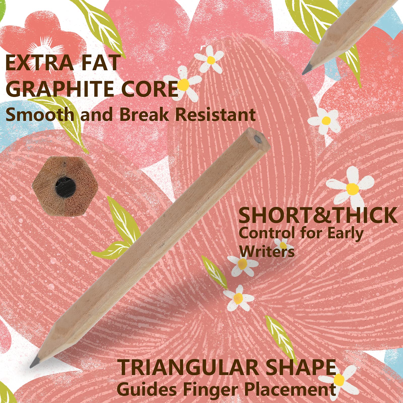 LUTER 24-Pack Short Hexagon Wood Pencils - Mini Hexagonal Pencils for Preschool, Kindergarten & Toddlers | Bulk School & Home Supplies for Writing, Drawing & Crafts