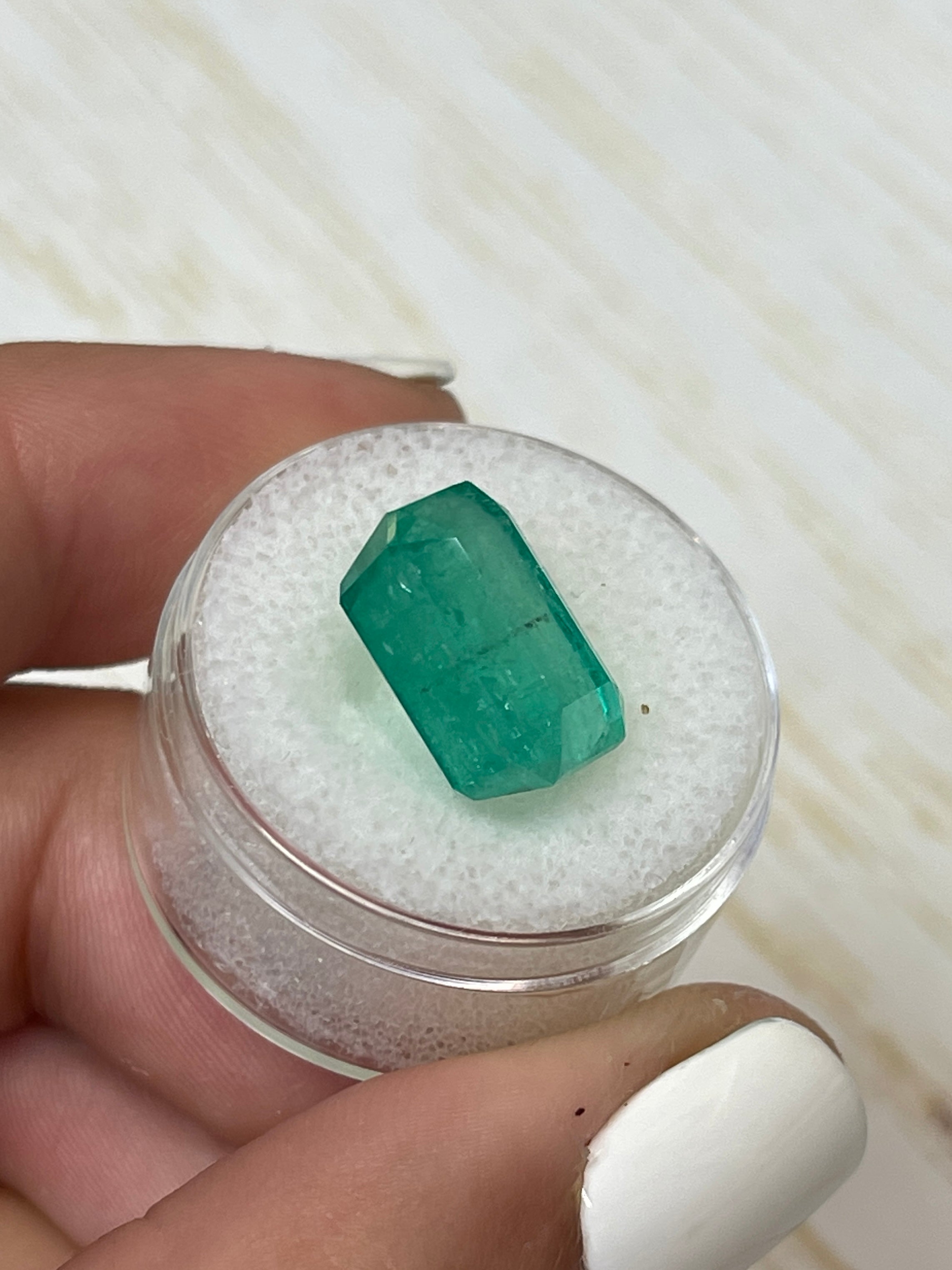 10.03 Carat Colombian Loose Emerald - Earthy Brick Green 14x10mm Emerald Cut Gemstone for Jewelry Making & Engagement Rings