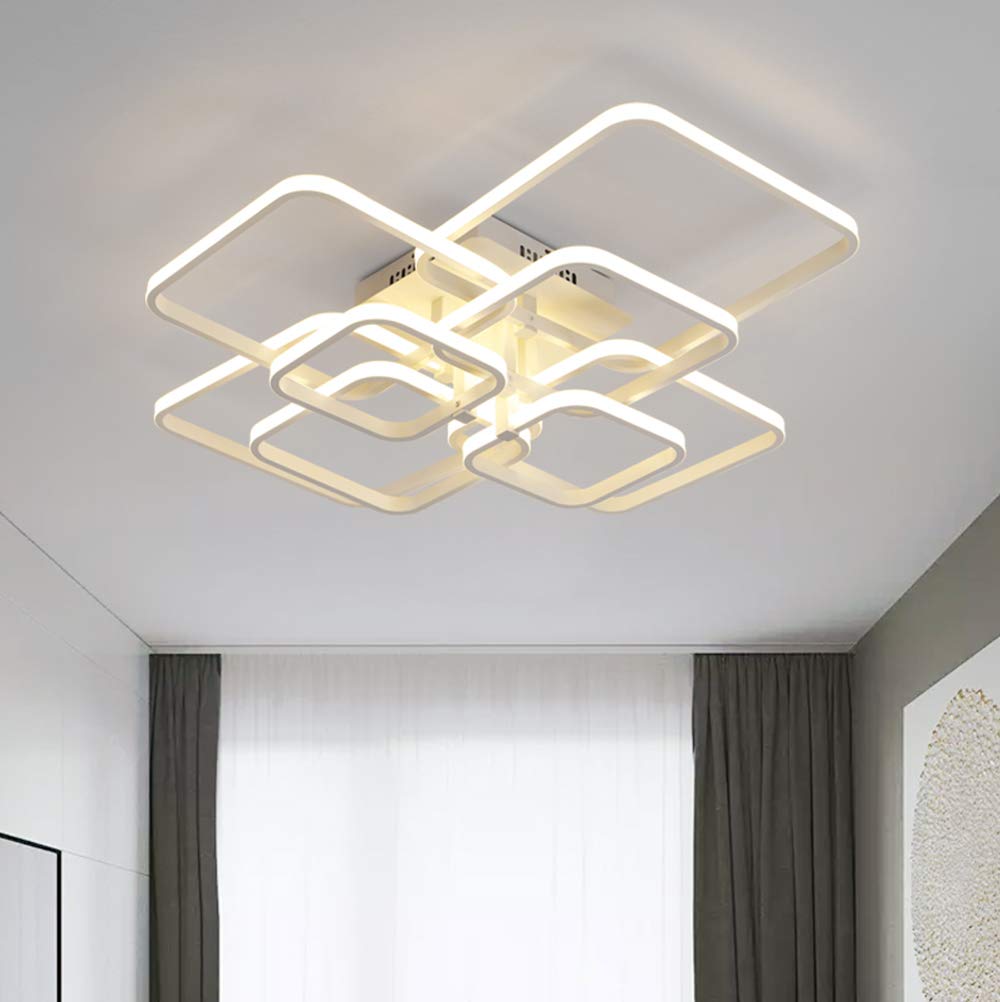 Dimmable Square LED Ceiling Light with Remote Control - Modern Acrylic Flush Mount Fixture for Dining Room, Kitchen Island, Living Room & Bedroom - Adjustable Color & Brightness - Perfect for Ambient Lighting, Task Lighting and Home Decoration