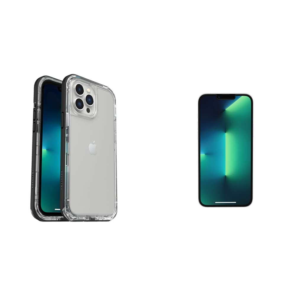 LifeProof Next Series iPhone 13 Pro Max & 12 Pro Max Case - Black Crystal (Clear/Black) + OTTERBOX Performance Flex Glass Screen Protector for iPhone 13 Pro Max - Premium Protection for Outdoor Adventures, Work & Daily Use