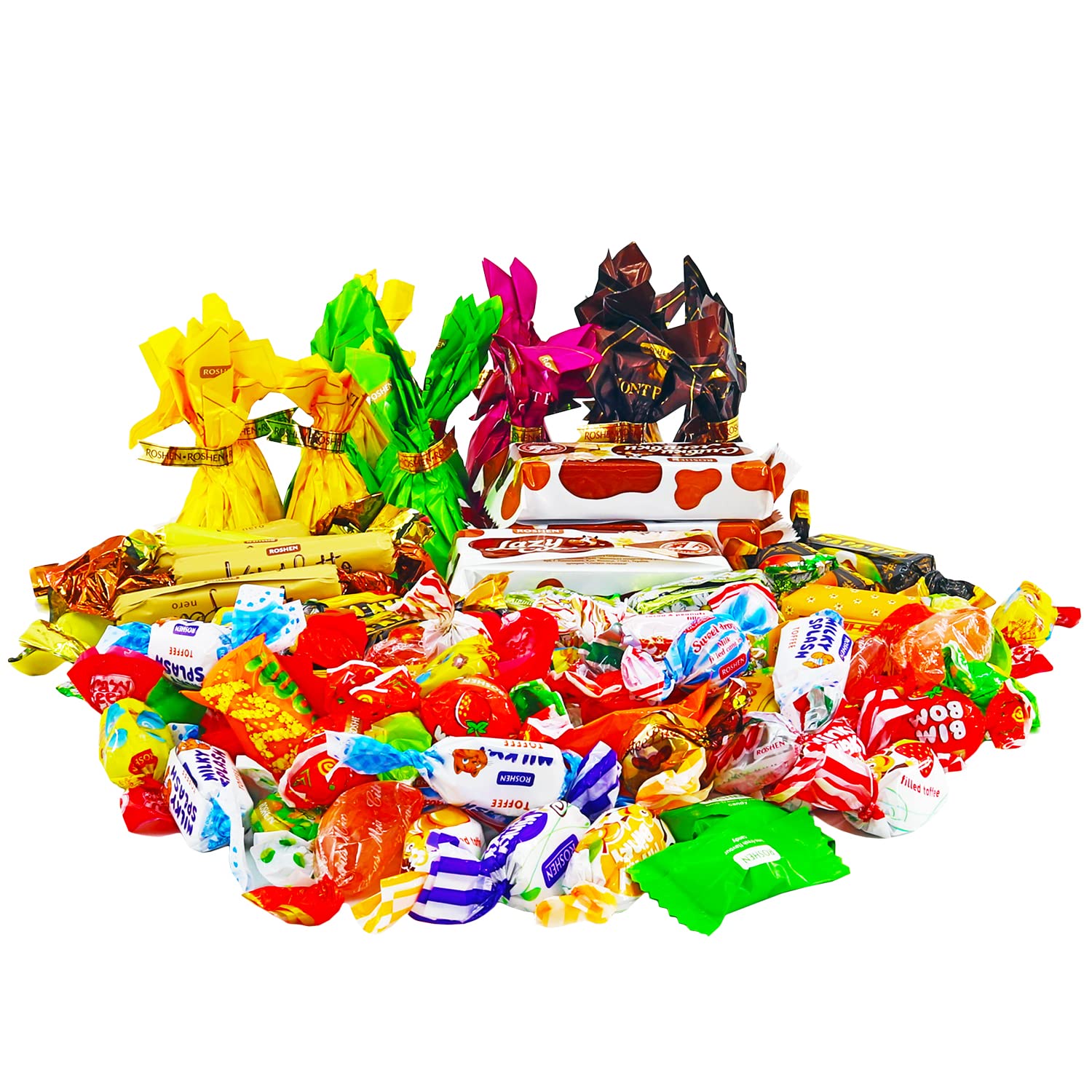Premium Ukrainian Candy Gift Bag - Roshen Assorted Chocolate & Caramel Mix (4 lbs/1.8kg) - Sweet Party Favors, Birthday Treats & International Gift Box for Holidays