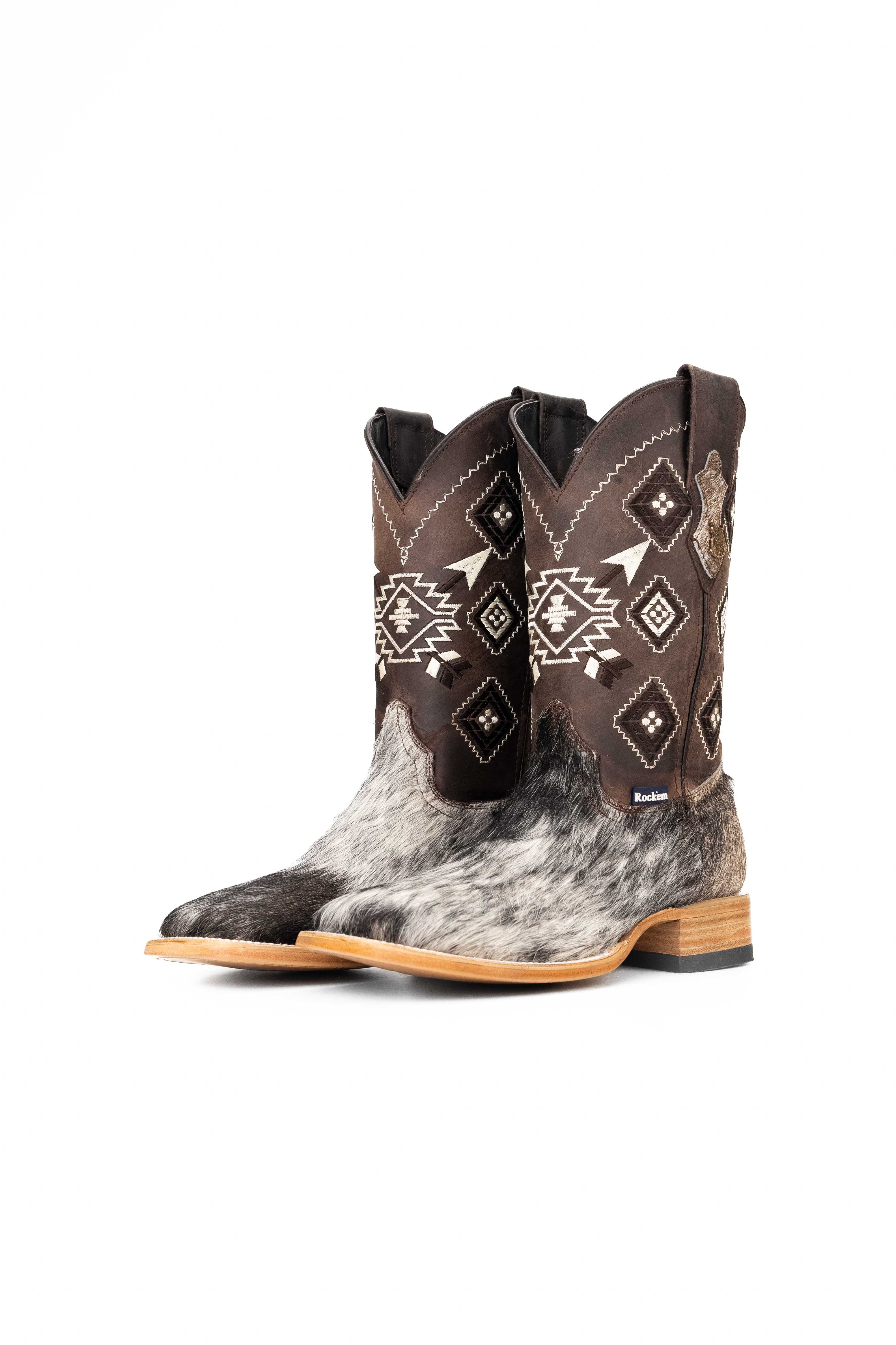 Authentic Men's Cowhide Square Toe Cowboy Boots - Size 7 (US) - Western Style Rodeo Boots for Country Dancing, Horseback Riding & Outdoor Adventures