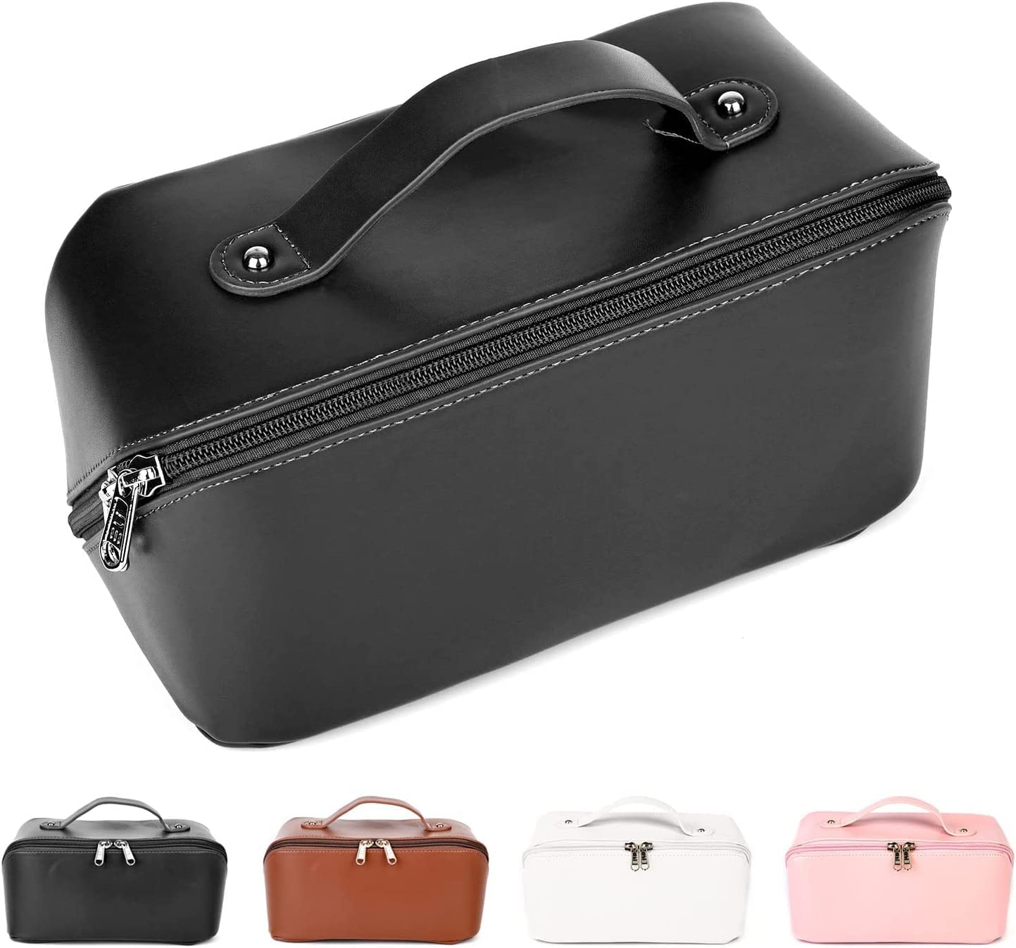 Alesso Large Waterproof PU Leather Travel Makeup Bag for Women - Multi-Compartment Cosmetic Organizer with Zipper Closure (Multicolor) | Perfect for Vacation, Gym, Business Trips & Daily Essentials Storage