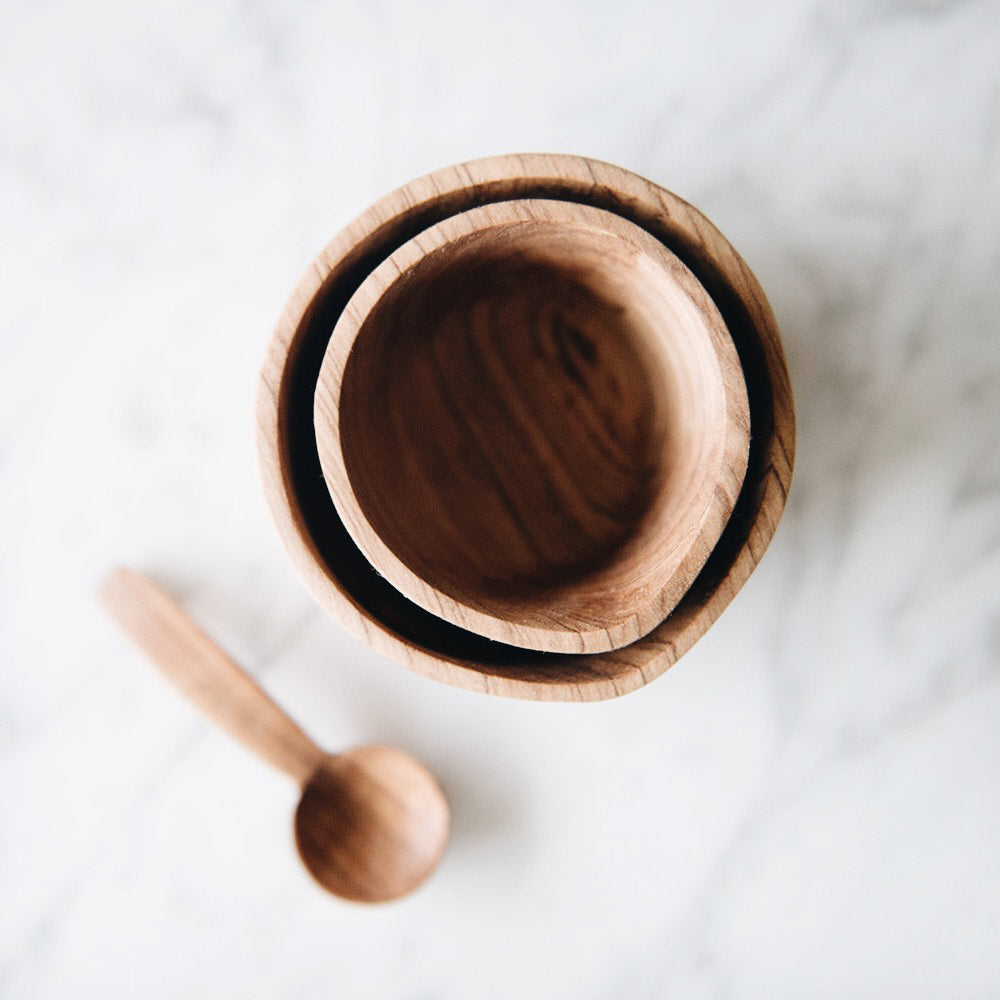 Premium Wild Olive Wood Cream and Sugar Set - Handcrafted Rustic Coffee Accessories for Home, Kitchen, or Cafe Use