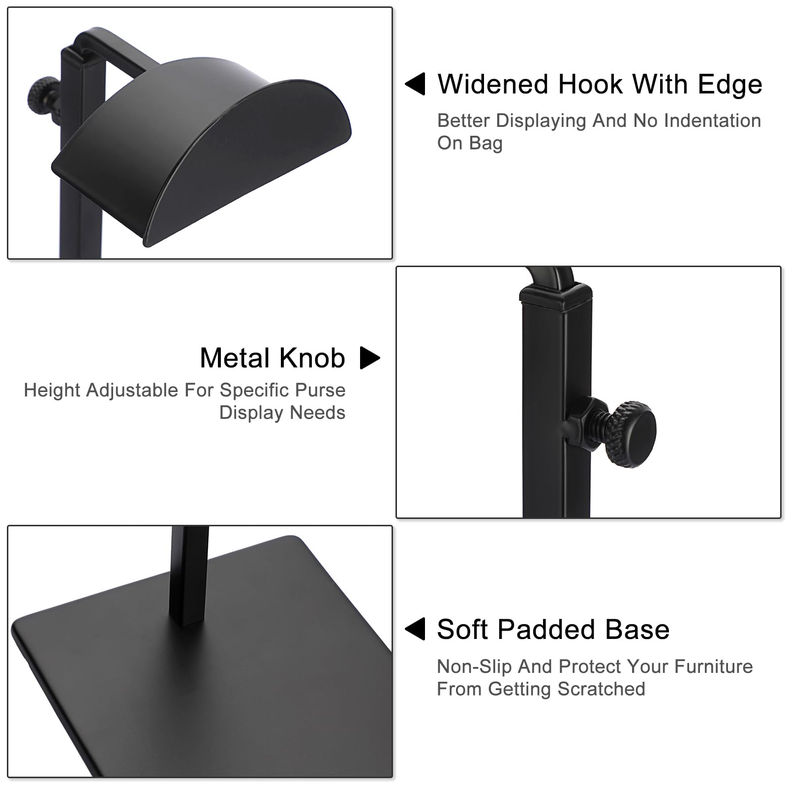 JUXYES Adjustable Handbag Display Stand - Pack of 2, Single-Side Retail Countertop Rack for Purses, Totes & Wallets | Perfect for Boutique, Retail Store & Trade Show Displays