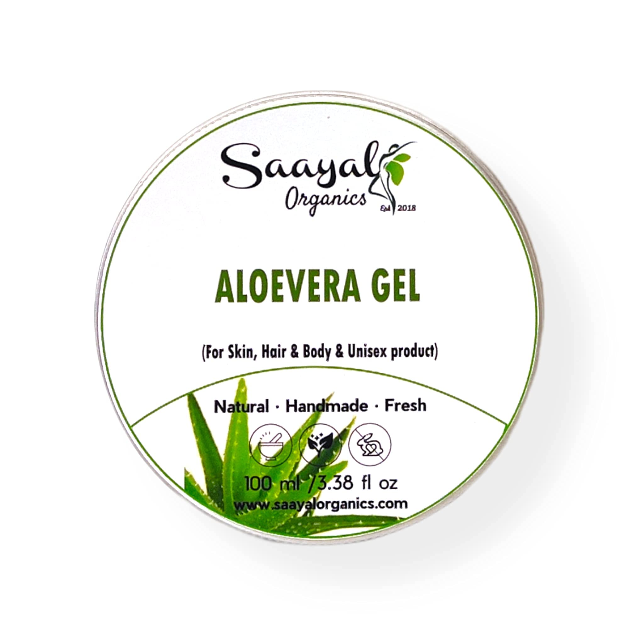 Saayal Organics Pure Aloe Vera Gel for Face & Hair - 100% Natural Moisturizer for Sunburn Relief, Skin Hydration & Scalp Care | Perfect for After Sun Care, Daily Skincare & Hair Treatment