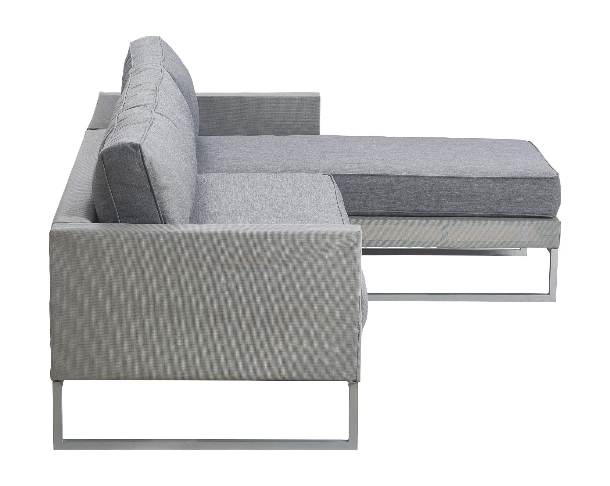 Elle Decor Tropez Mesh Outdoor Patio Furniture Set - Durable Metal Frame Sectional Sofa in Gray - Perfect for Backyard, Poolside & Garden Relaxation