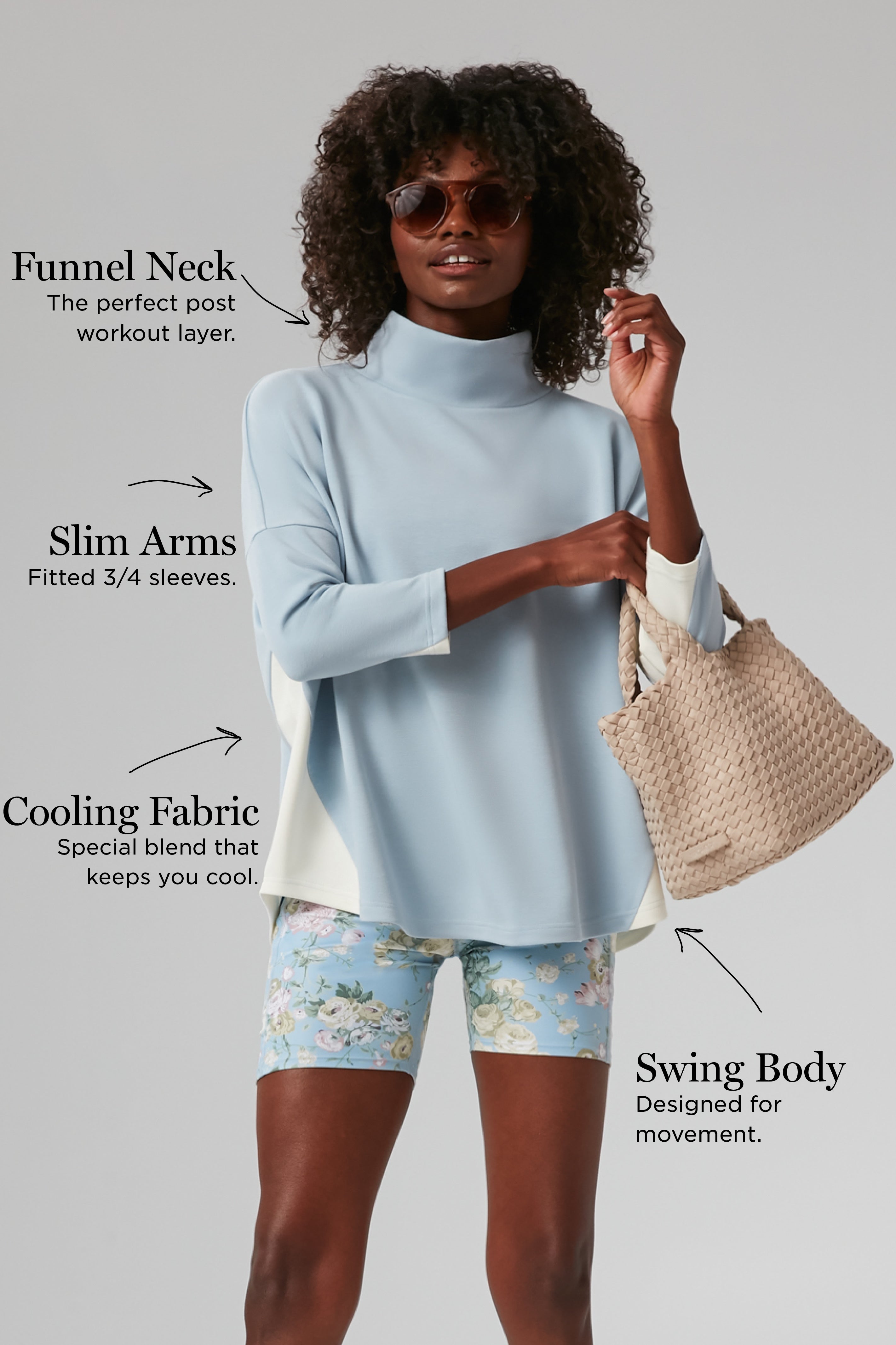 Breezy Blue Ally Swing Sweatshirt - Women's Oversized Comfort Pullover | Casual Loungewear & Streetwear Fashion for Everyday Wear