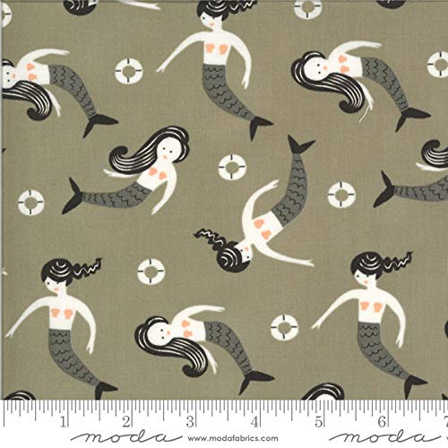 Annie Brady Moda Fish Tales Quilt Fabric - Mermaids Style 16720/26 Fog | Premium Cotton Fabric for Quilting, Sewing & DIY Craft Projects | Perfect for Quilts, Home Decor & Fashion Accessories