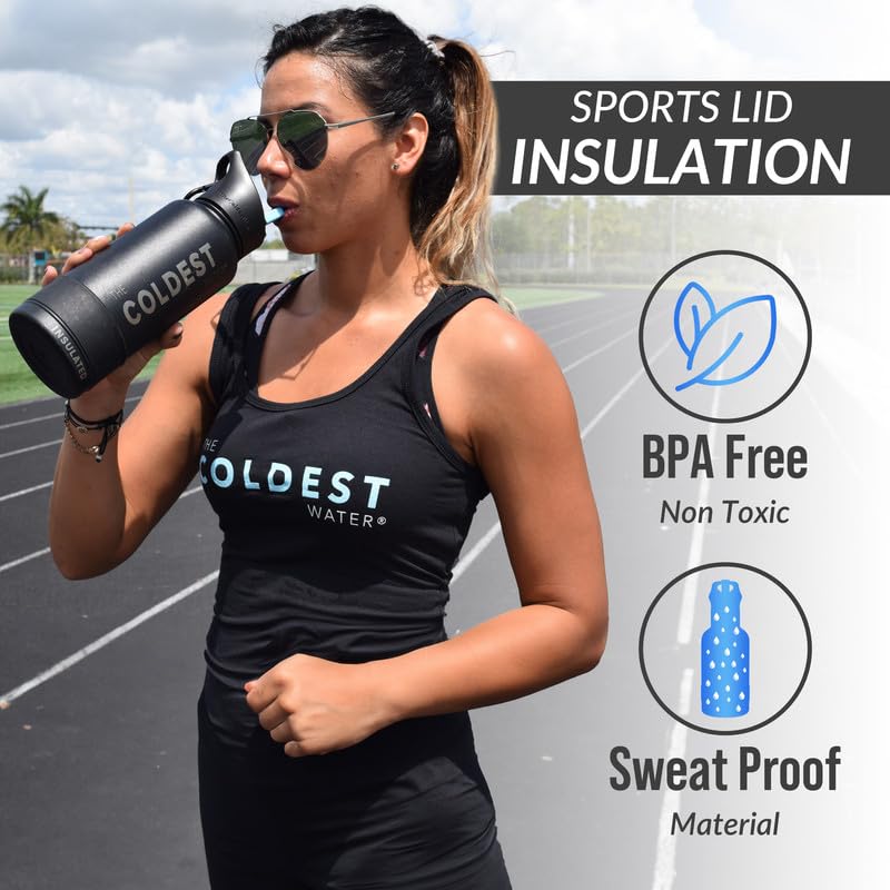 Coldest Sports Water Bottle 32oz - Vacuum Insulated Stainless Steel Thermos with Straw Lid, Leak Proof & Reusable - Perfect for Gym, Hiking & Outdoor Activities (Executive Series)