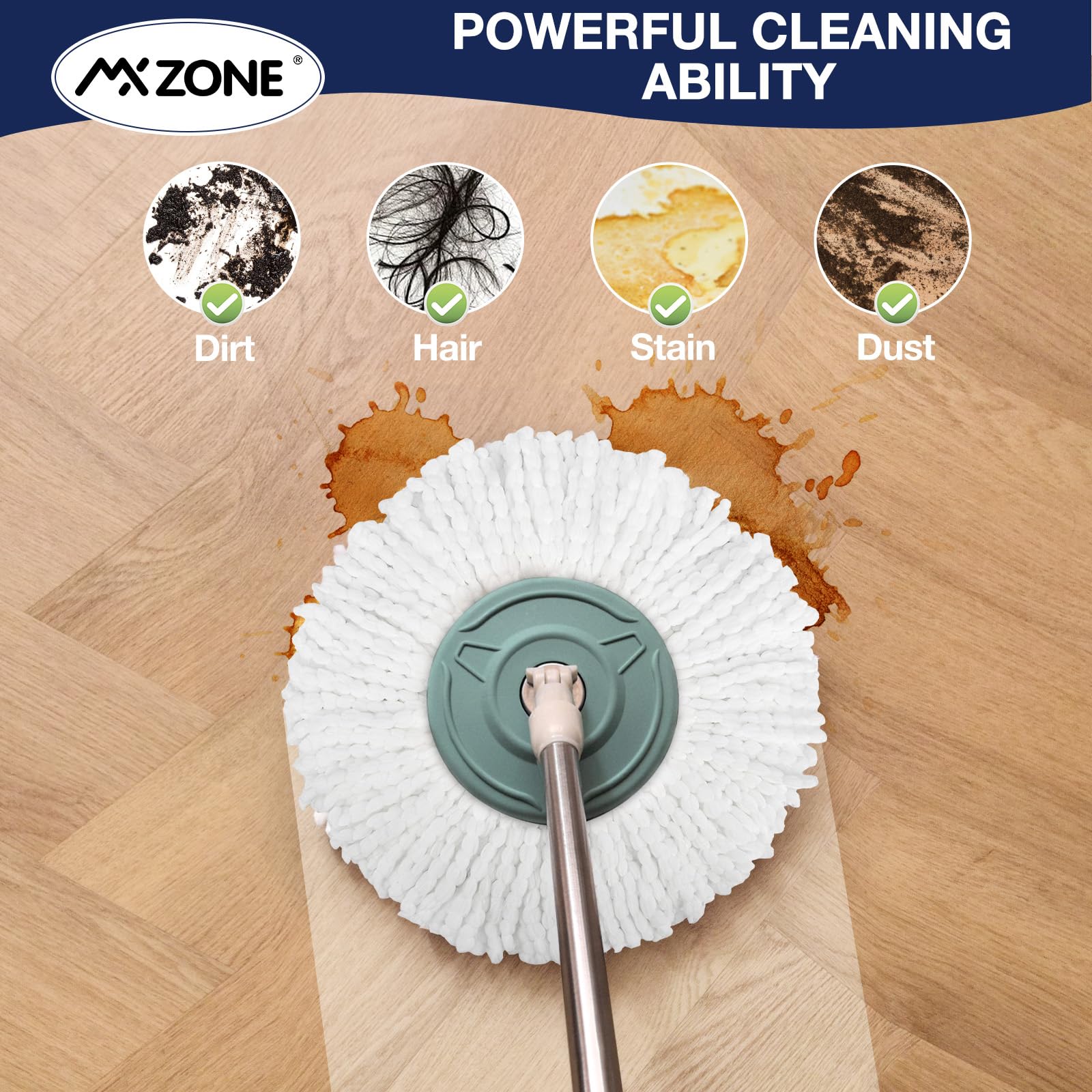 5 Pack Spin Mop Replacement Heads - Universal Fit for Hurricane 360° Spin Mop Systems - Microfiber Round Mop Refills for Deep Cleaning Floors, Tiles & Hardwood Surfaces - Perfect for Kitchen, Bathroom & Household Cleaning