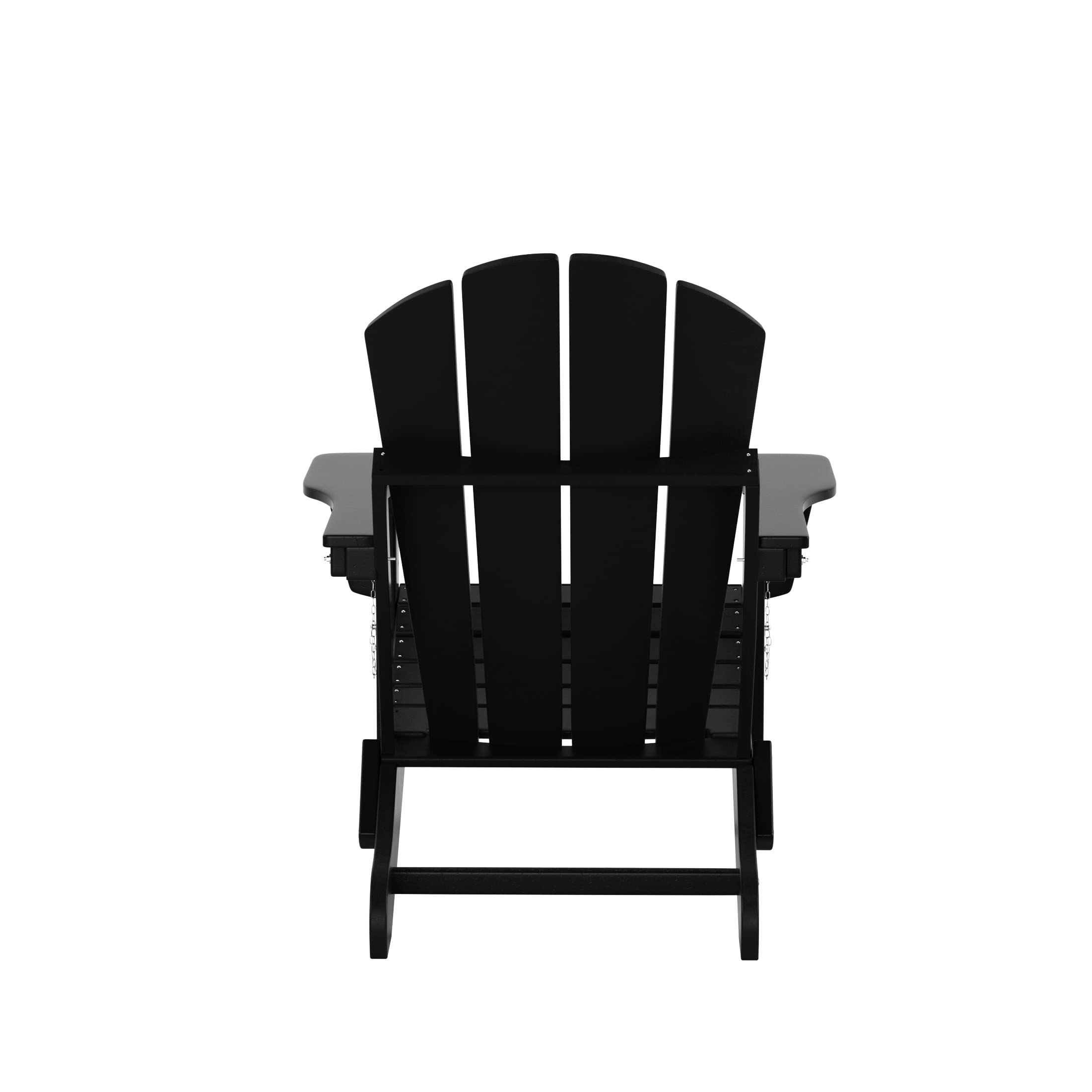 WO Home Furniture 3-Piece Outdoor Adirondack Chair Set with Coffee Table - Weather & UV Resistant Folding Chairs for Lawn, Garden, Bonfire, Balcony, Patio - Perfect for Relaxing, Entertaining & Outdoor Gatherings (Black)