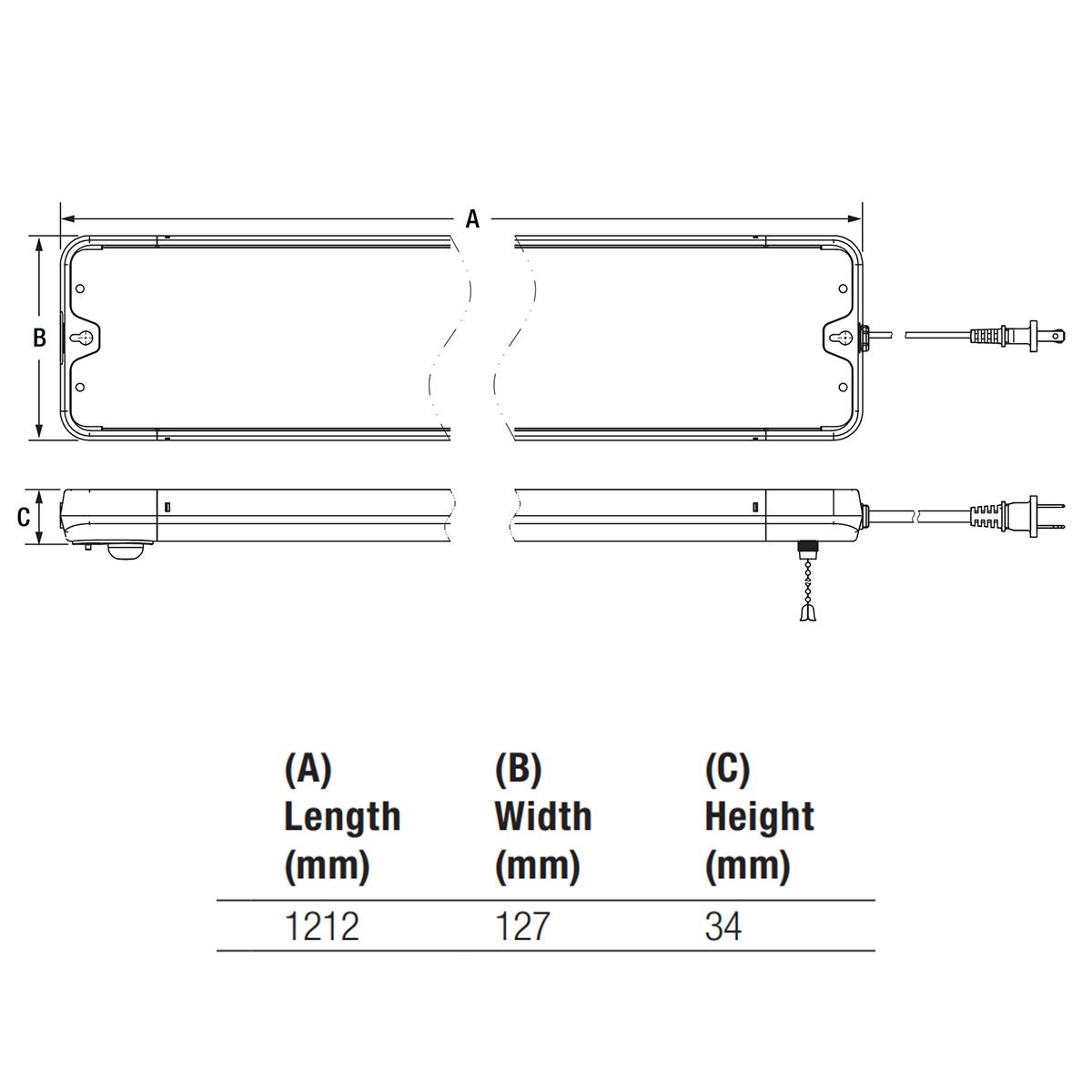 4ft LED Wraparound Light Fixture - 48W, 4500 Lumens, 4000K Neutral White, 120V with Pull Chain - Perfect for Offices, Garages, and Commercial Spaces