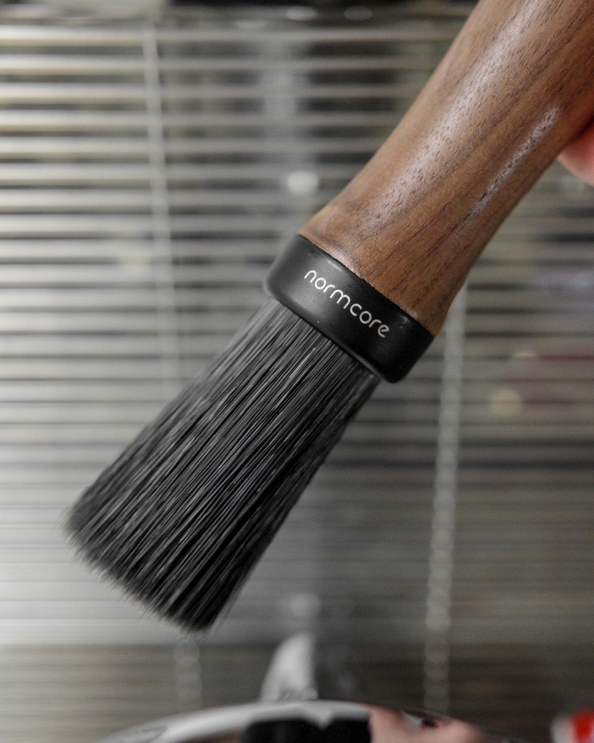Normcore Barista Brush - Premium Coffee Cleaning Brush with Genuine American Walnut Wood Handle - Espresso Machine & Grinder Cleaning Tool - Perfect for Home Baristas & Coffee Shops