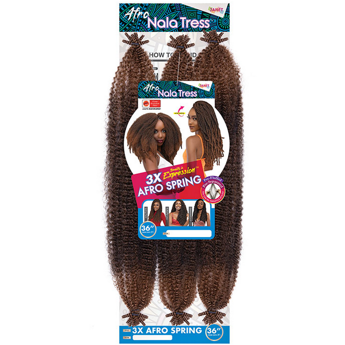 NALA TRESS 3X Afro Spring 36 Inch Curly Hair Extensions for Black Women - Perfect for Protective Styles, Braids & Natural Hair Looks