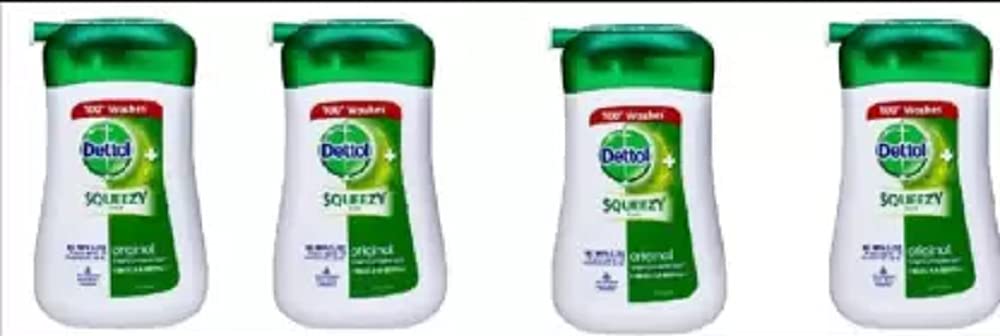 Dettol Squeezy Pack Liquid Hand Wash - Pack of 4 (4 x 100ml) | Antibacterial Hand Soap with Pump Dispenser | Ideal for Home, Kitchen, Bathroom & Office Use
