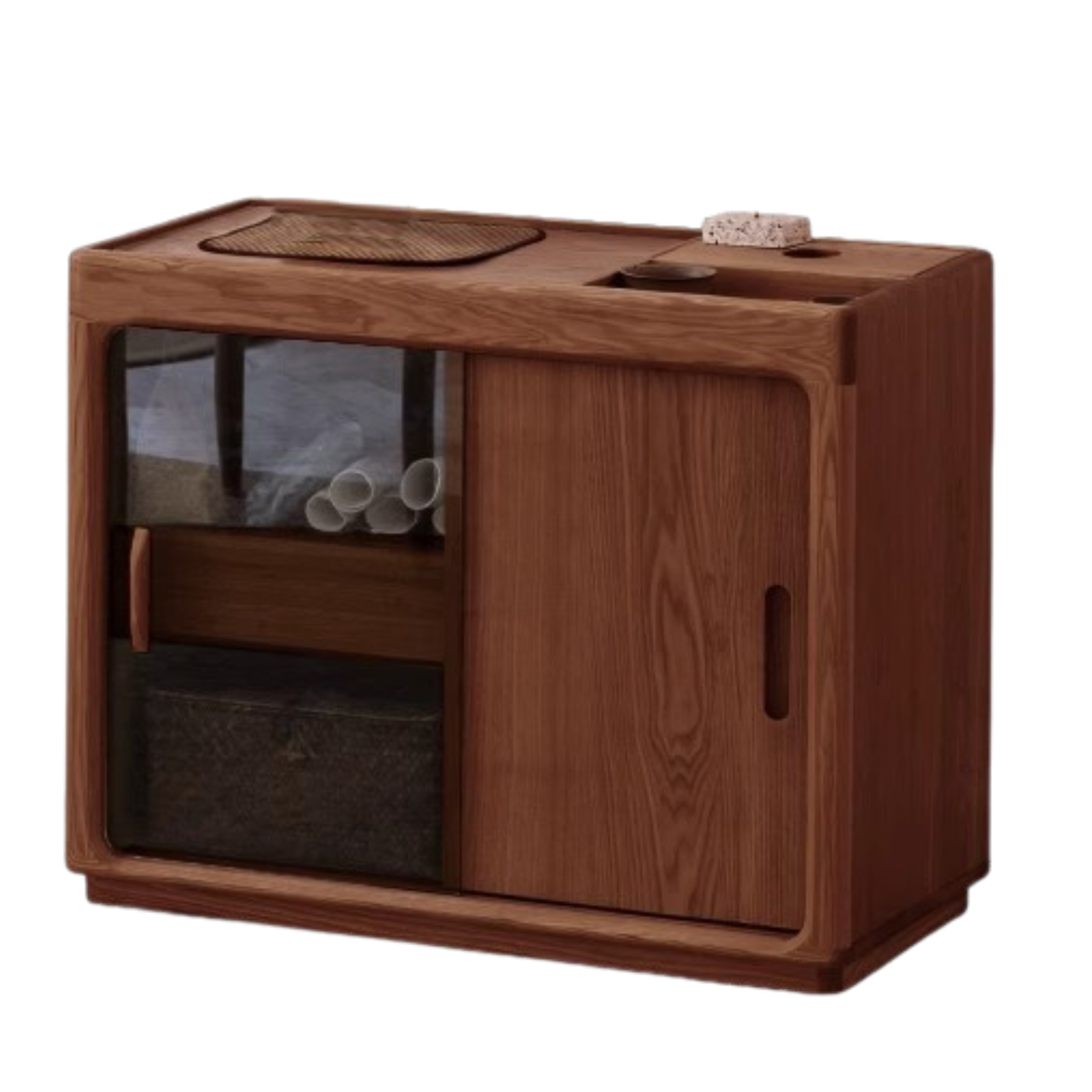 Premium Oak & Ash Solid Wood Tea Maker Set with Integrated Tea Table - Perfect for Home, Office & Zen Tea Ceremonies