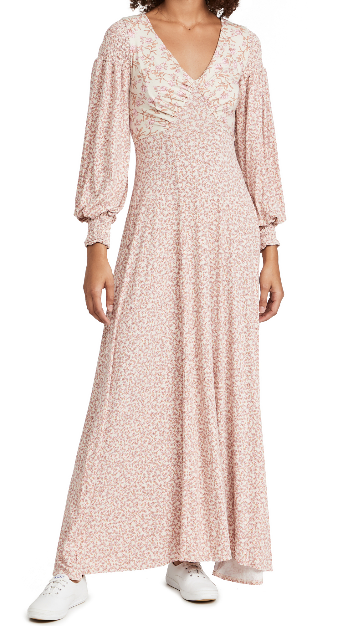 Free People Women's Love Story Maxi Dress - Flowy Bohemian Summer Dress with V-Neck & Long Sleeves | Perfect for Beach Vacations, Music Festivals & Date Nights