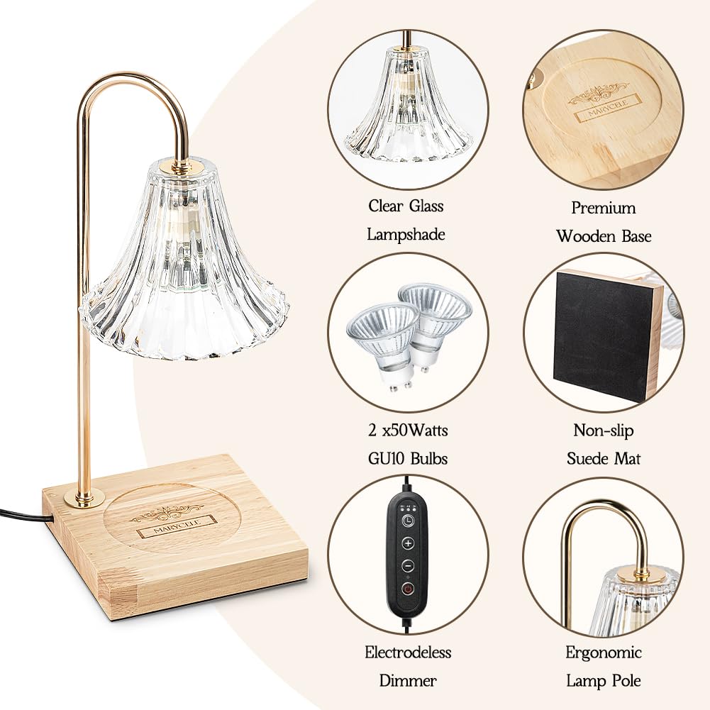 Dimmable Candle Warmer Lamp with Timer - Floral Wax Melter for Home Fragrance, Birthday Gift for Women & Mom - Perfect for Dorm Room Decor, Bedroom Aromatherapy & Relaxation