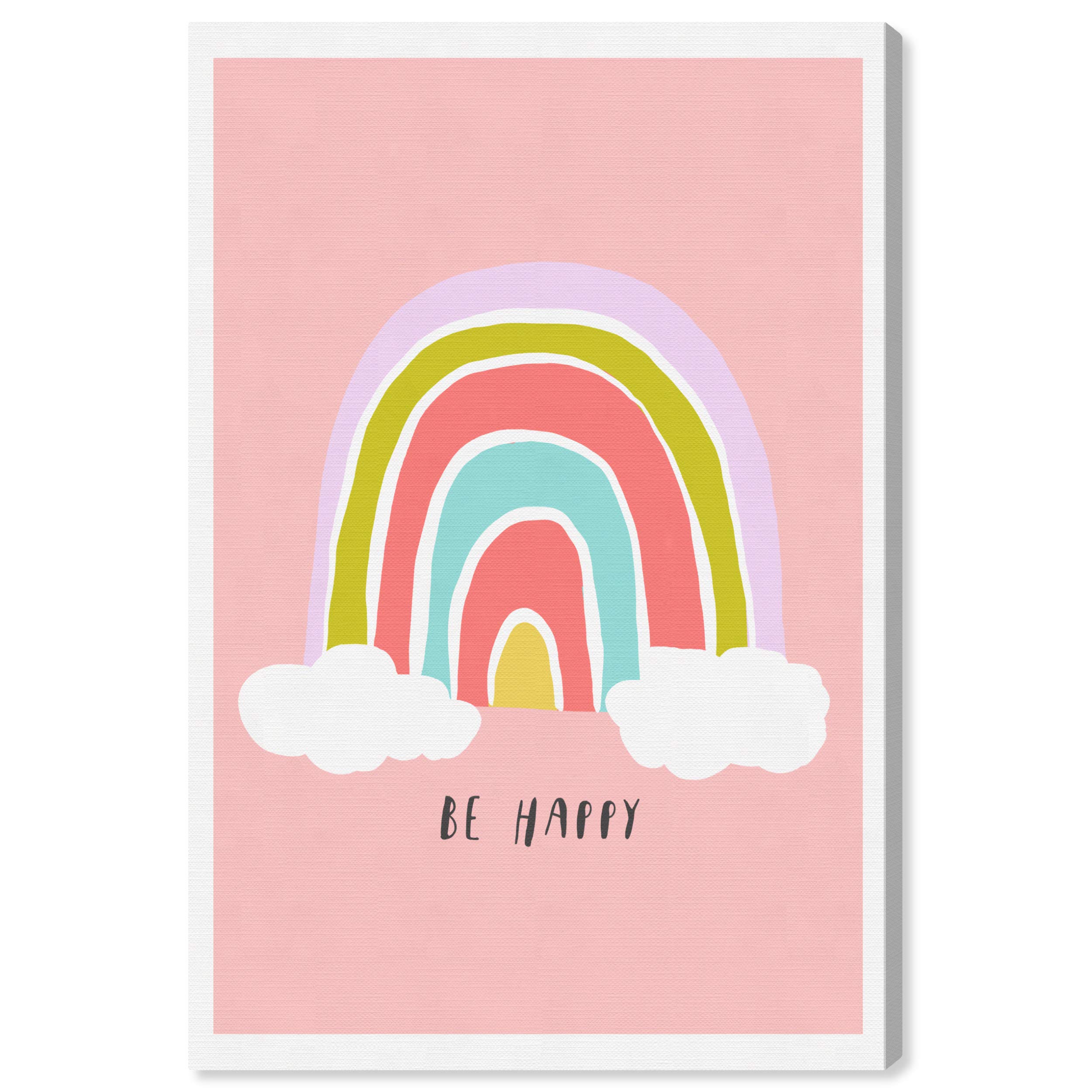 Oliver Gal Artist Co. 'Be Happy Rainbow' Typography Wall Art Canvas Print - 30