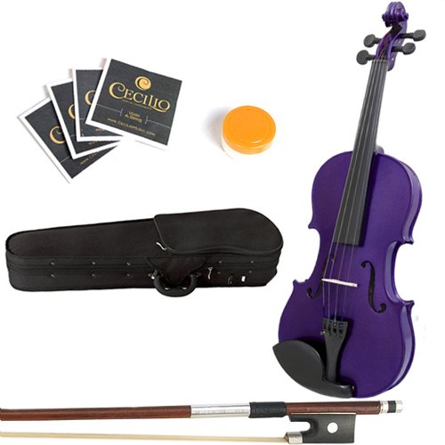 **Mendini 16-Inch MA-Purple Solid Wood Viola with Case, Bow, Rosin, Bridge & Strings – Perfect for Beginners, Students & Professional Musicians**