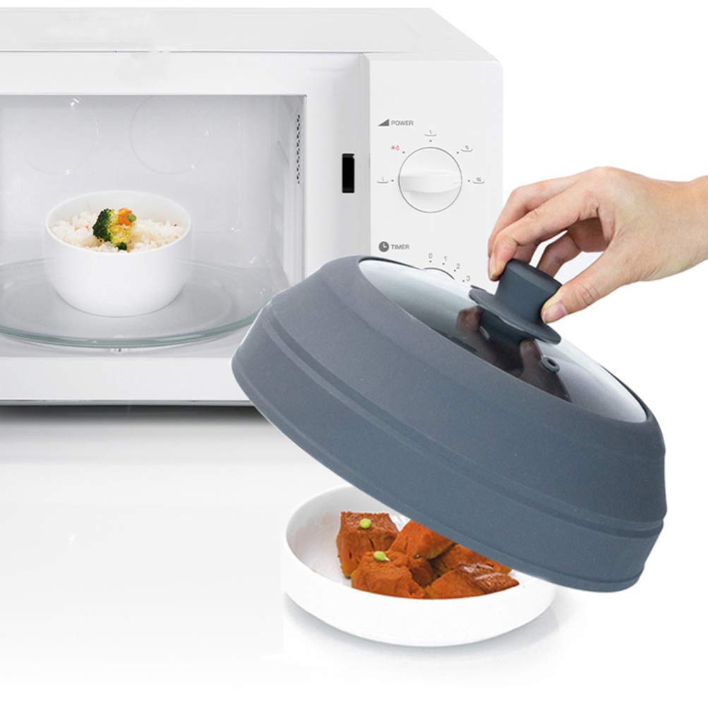 Uonlytech Foldable Glass Microwave Splatter Cover - Dishwasher Safe Food Cover for Butter, Cake & Kitchen Use - Prevent Mess While Reheating Meals & Cooking in Microwave Oven