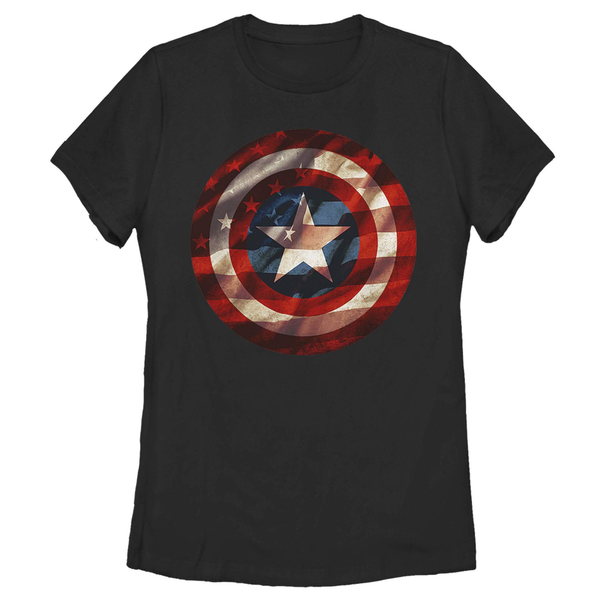 Women's Marvel Captain America Avengers Shield Flag Graphic T-Shirt | Superhero Tee for Fans | Casual Wear & Cosplay