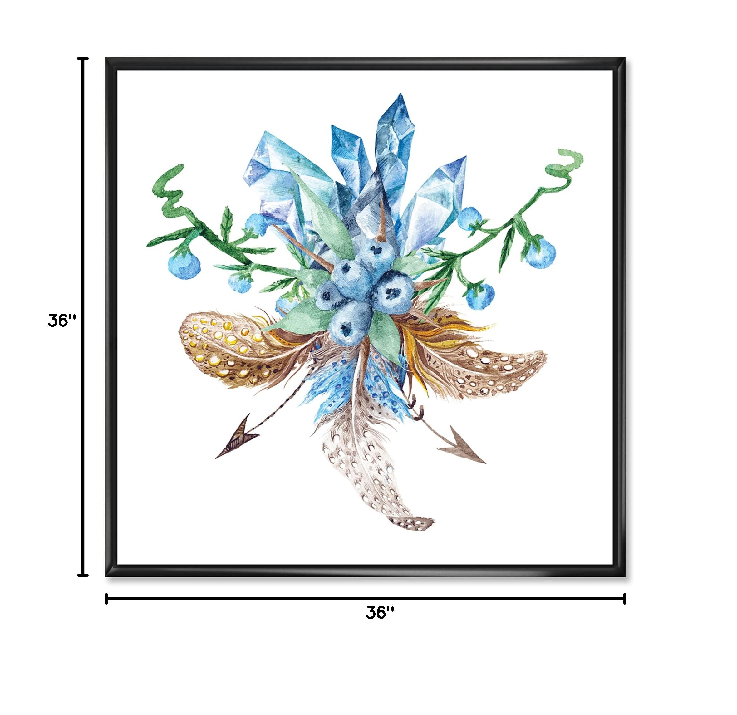DesignQ Fresh Tribal Vignette Wild Forest Wreath Framed Canvas Wall Art Print - Handmade Home Decor for Living Room, Bedroom & Office
