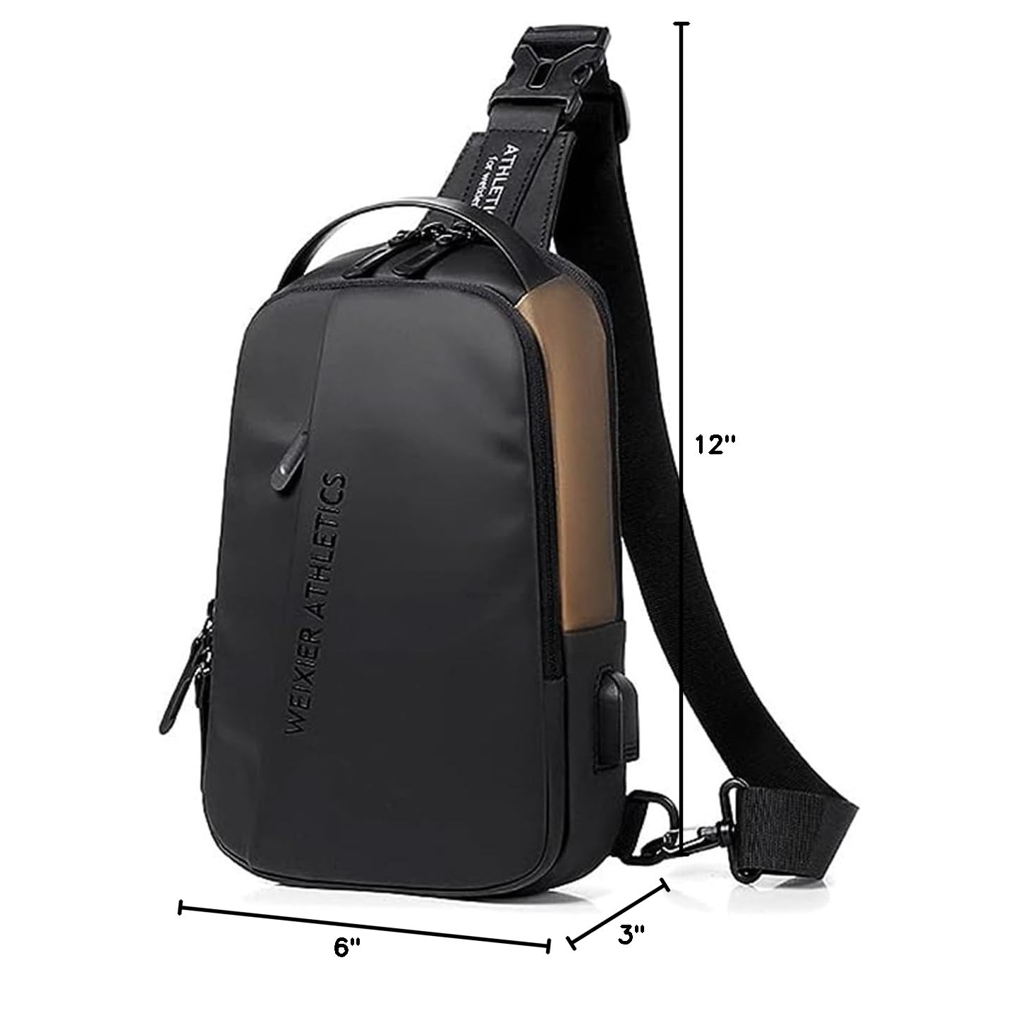 Waterproof Sling Bag for Men - USB Charging Port & Headphone Jack - Lightweight Crossbody Shoulder Backpack for Outdoor, Travel, Hiking & Daily Use
