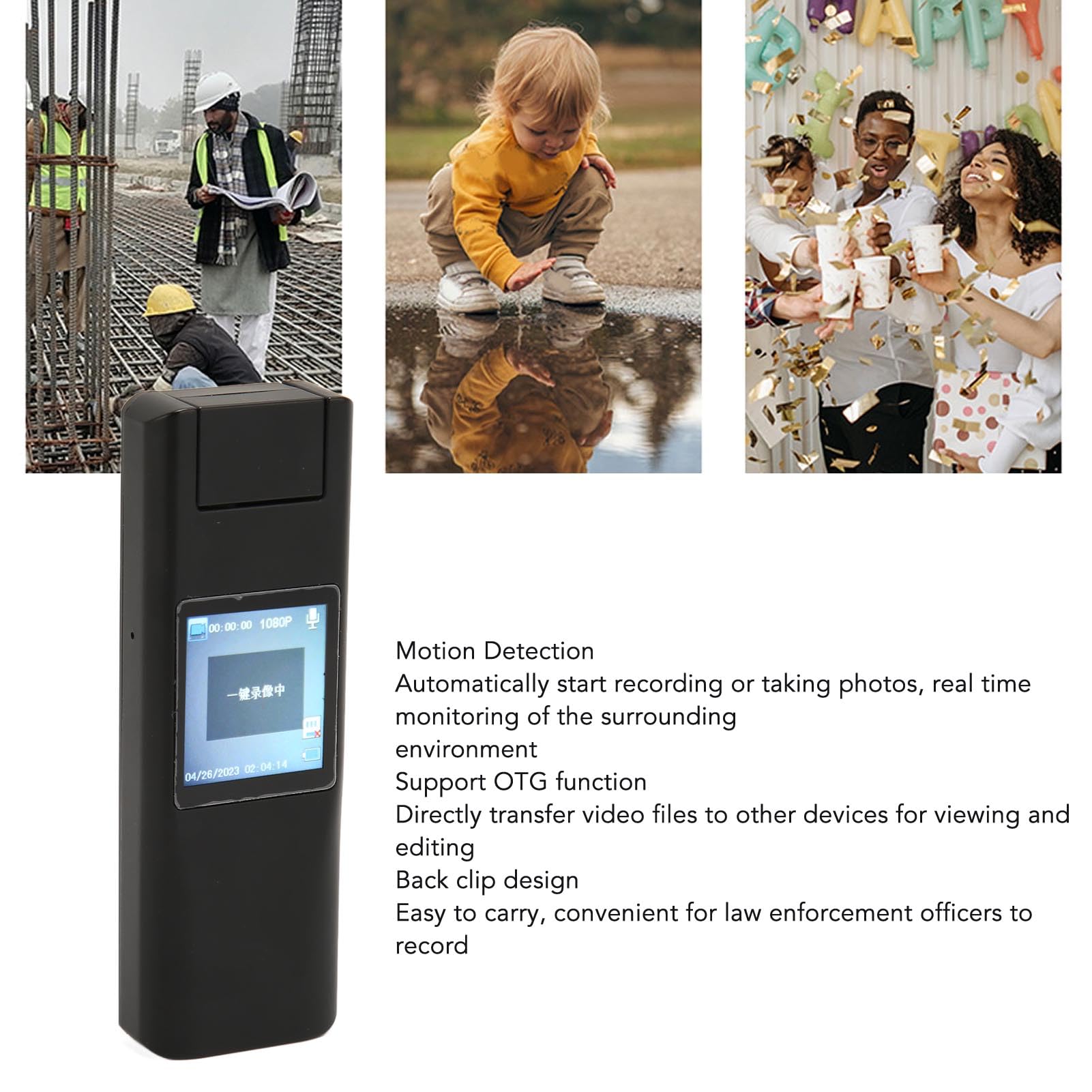 Haofy 1080P Portable Clip Camera - One Button Recording for Outdoor Adventures