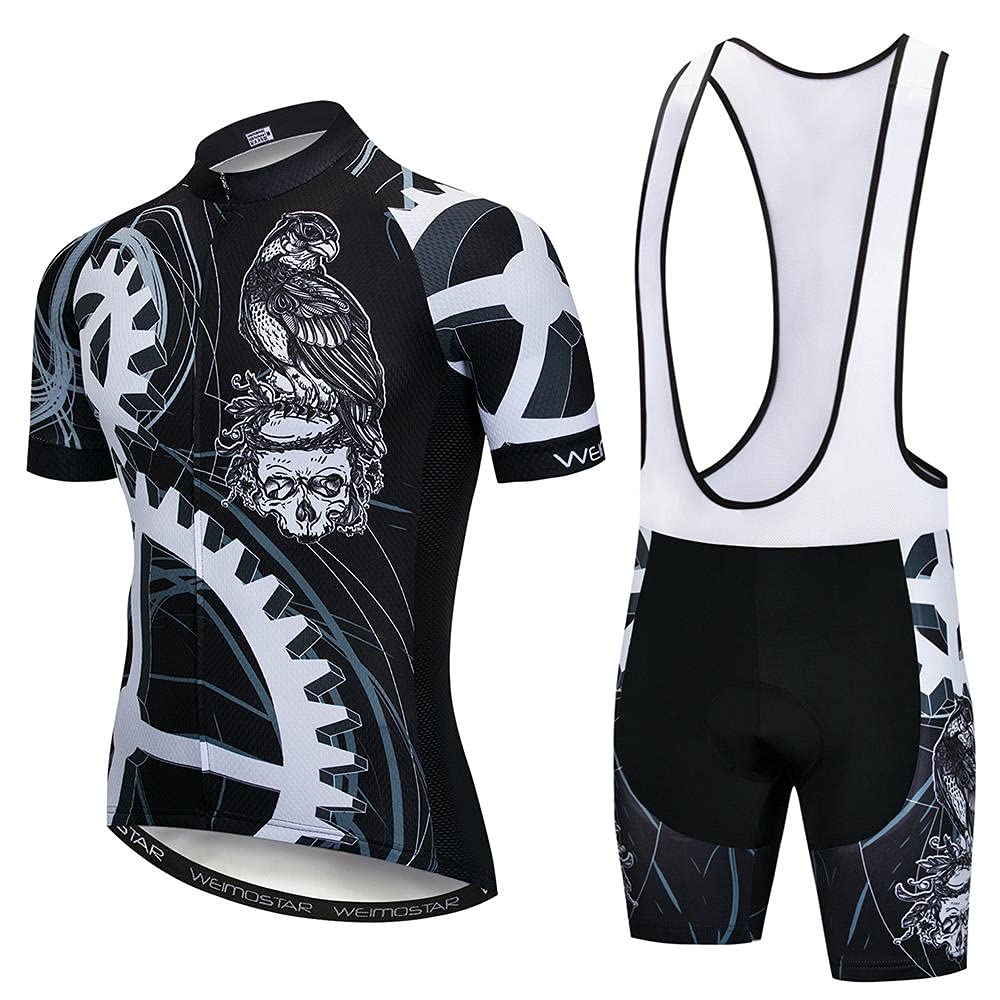SUDUSUDO Men's Cycling Jersey & Bib Shorts Set - Breathable Bike Shirt with 20D Padded Shorts for Road & Mountain Biking | Comfortable Cycling Outfit for Training & Racing