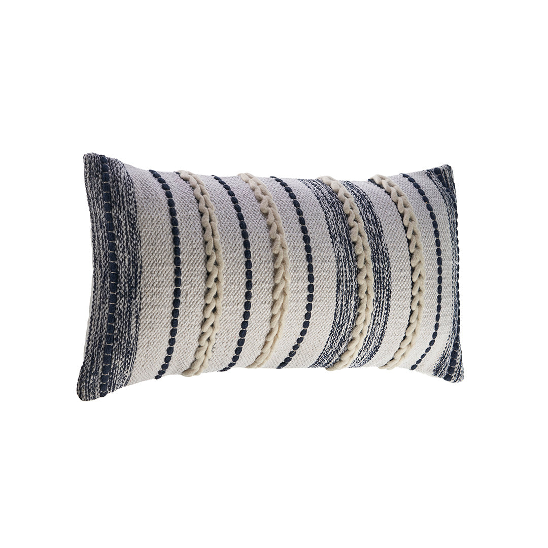Navy and White Lumbar Pillow - Supportive Cushion for Sofa, Bed & Office Chair - Perfect for Back Pain Relief & Home Decor