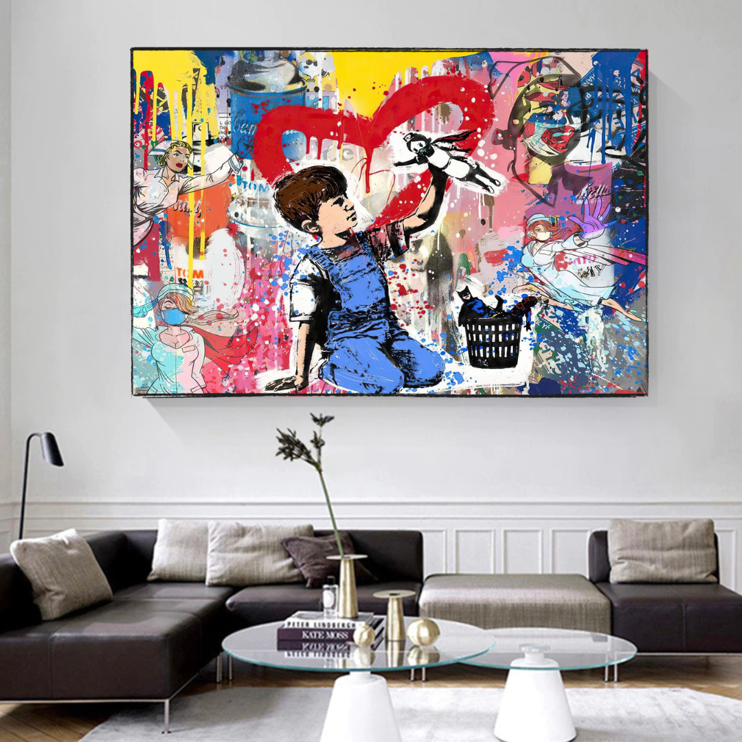 Banksy Life is Beautiful Authentic Artwork Tribute - Street Art Canvas Print for Home & Office Decor