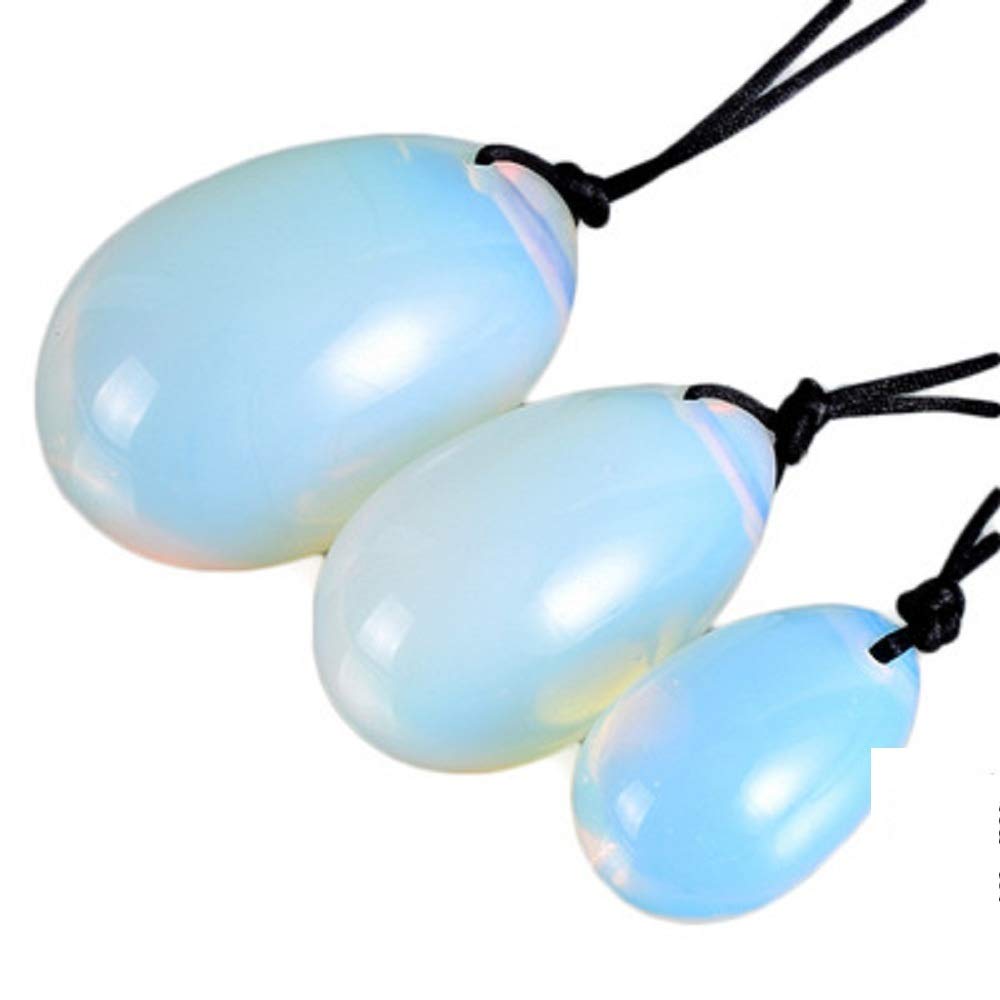 Natural Crystal Yoni Eggs Set - Rose Quartz, Lapis Lazuli, Cat's Eye & Moonstone (3pcs) for Meditation, Pelvic Floor Exercise, Vaginal Tightening & Wellness | Perfect for Yoga, Spiritual Healing & Women's Health Care