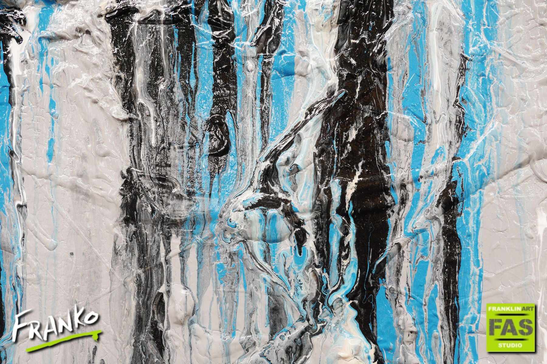 Jaded Grey Abstract Painting - 75cm x 100cm Grey Jade Black Wall Art for Modern Living Room & Office Decor | Handmade Canvas Artwork