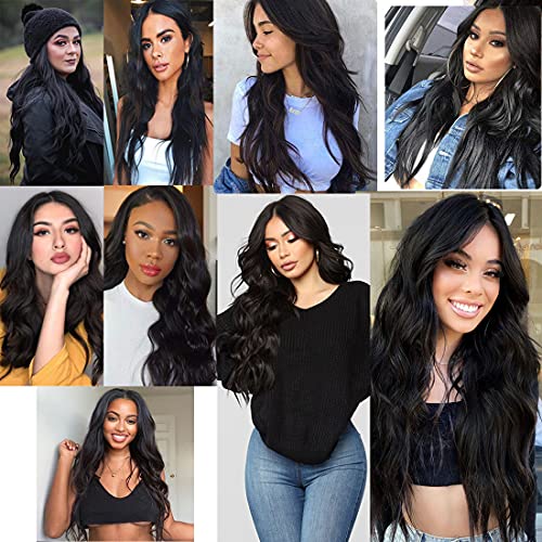 Long Straight Ombre Brown Wig with Middle Part - Natural Looking Synthetic Hair for Daily Wear & Cosplay