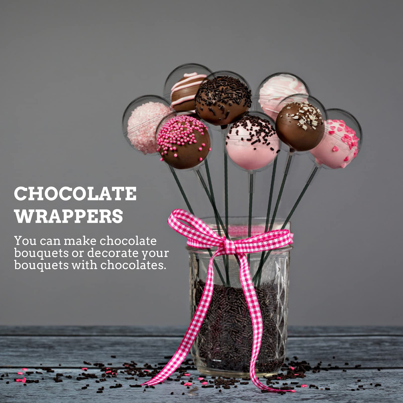 10 Sets Chocolate Torus Holders - Candy Cups, Truffle & Mini Lollipop Packaging - Plastic Cake & Muffin Stand with Decorative Flowers for Dessert Displays, Party Decorations & Baking Supplies